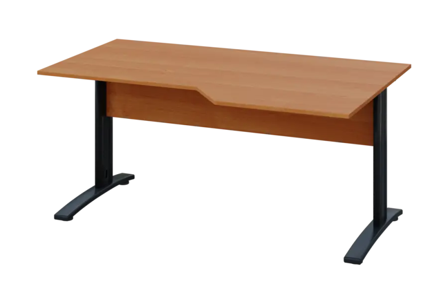 EZK 28 - 166 stůl kancelářský, rohový, pravý, kovová podnož černá, deska 25 mm, široký 1600 mm, olše jantar